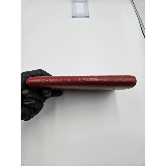 Gucci GG Embossed Continental Wallet Snap‎ Closure Red Leather Authentic - Picture 11 of 11